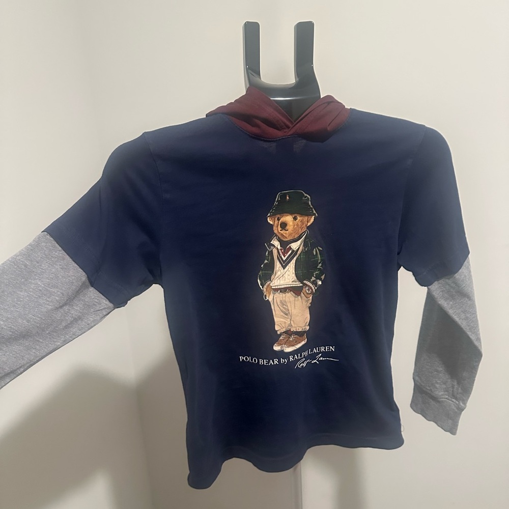 Ralph Lauren Kids' Navy and Gray Hoodie with Polo Bear